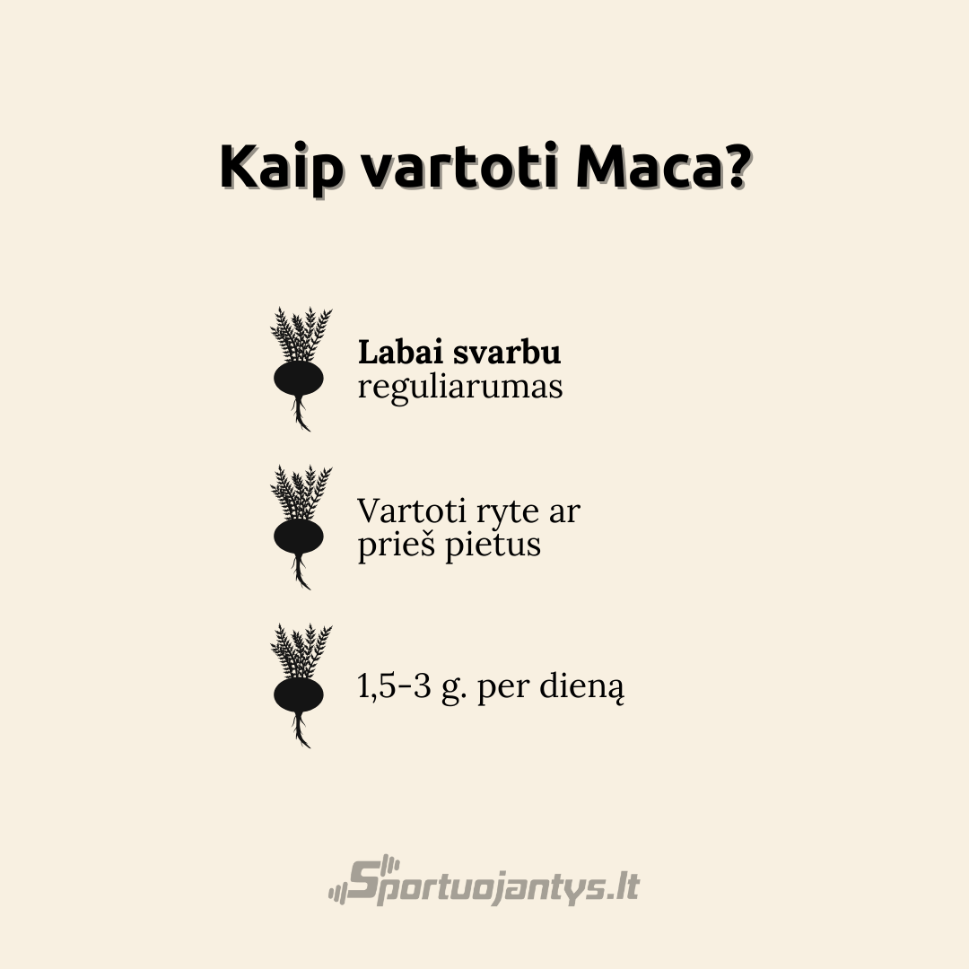 maca naudojimas